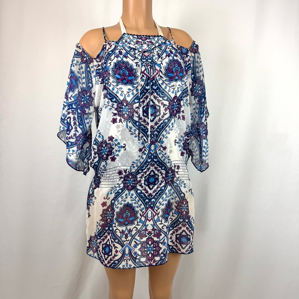 Becca by Rebecca Virtue Inspired 3 PC Swimsuit With Lace Tunic Cover Up Sz Large